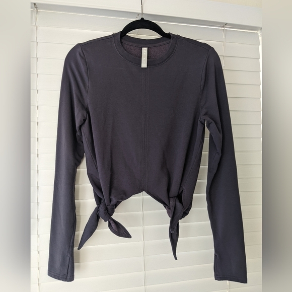 Athleta Samara Side Tie Sweatshirt Sweater Gray / Blue Women's Small - Picture 1 of 6